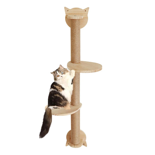 Wall-Mounted Cat Scratching Post - cat climbing wall-mounted perches