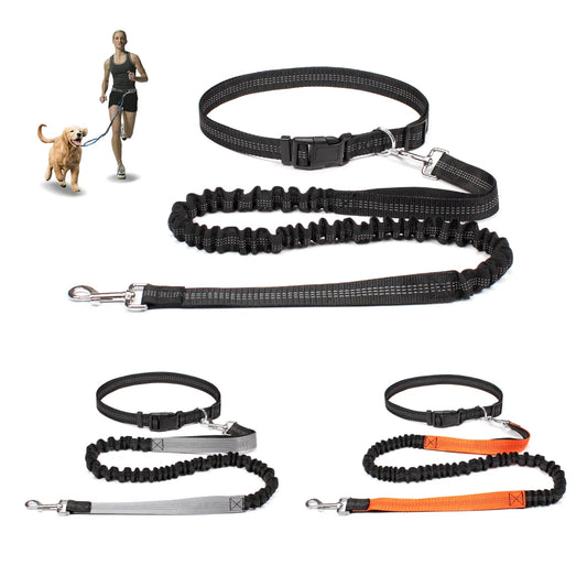 Hands-Free Running Leash with Waist Belt - person running with dog hands-free