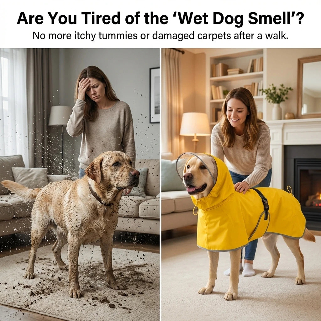 waterproof hooded dog raincoat