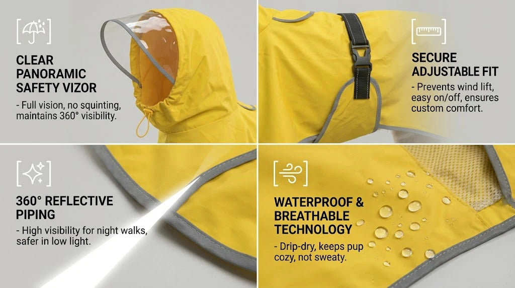 waterproof hooded dog raincoat