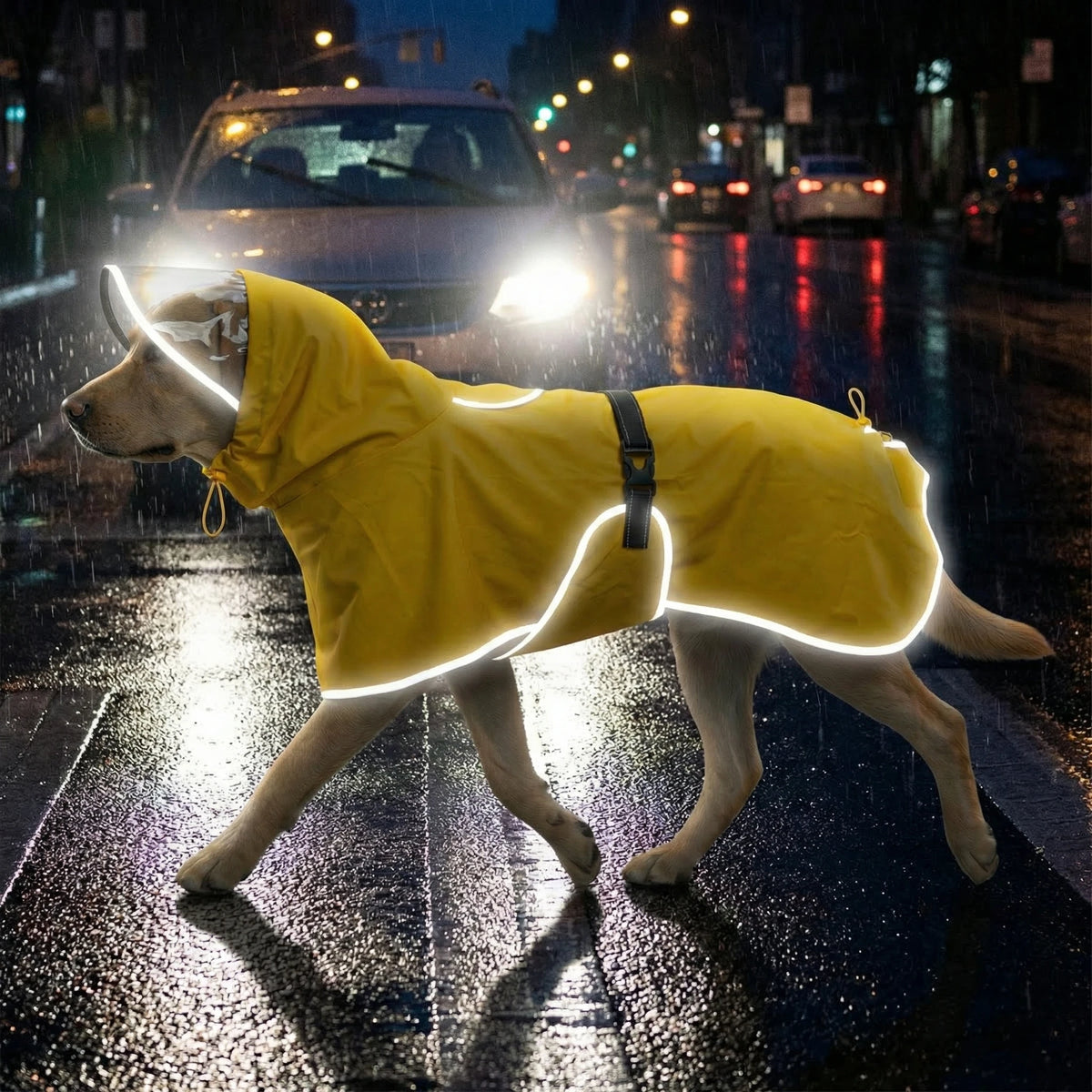 waterproof hooded dog raincoat