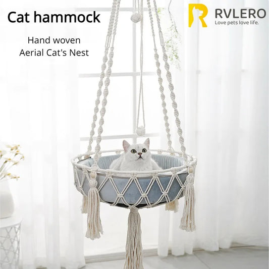Hand-Woven Cotton Rope Cat Hammock - main product photo