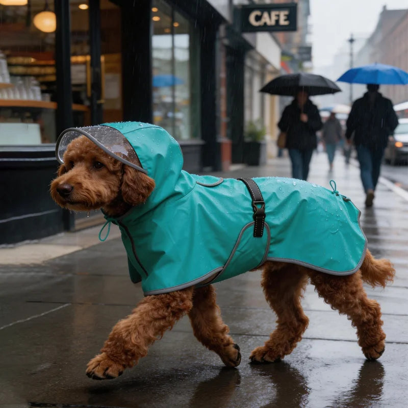 waterproof hooded dog raincoat